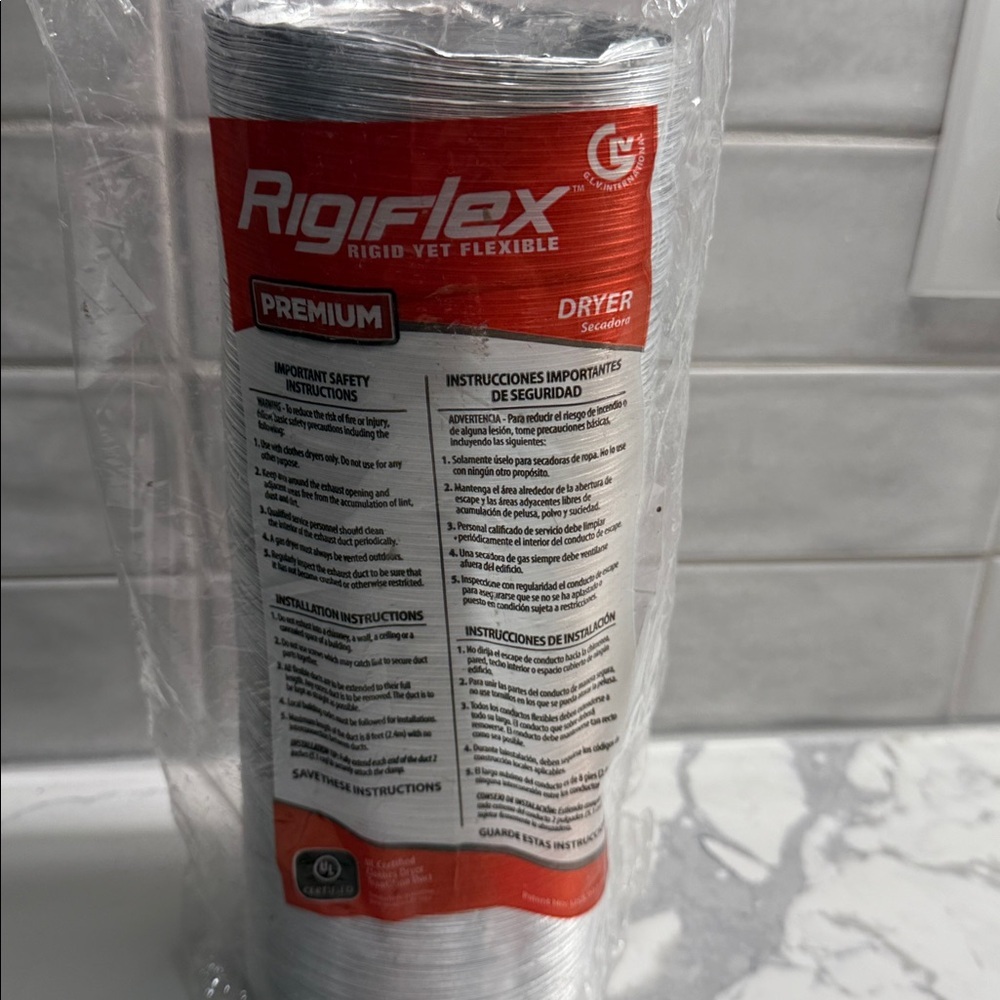 Rigiflex premium dryer duct vent rigid yet flexible hose 4” x 8 ft 1790033 - Picture 3 of 3